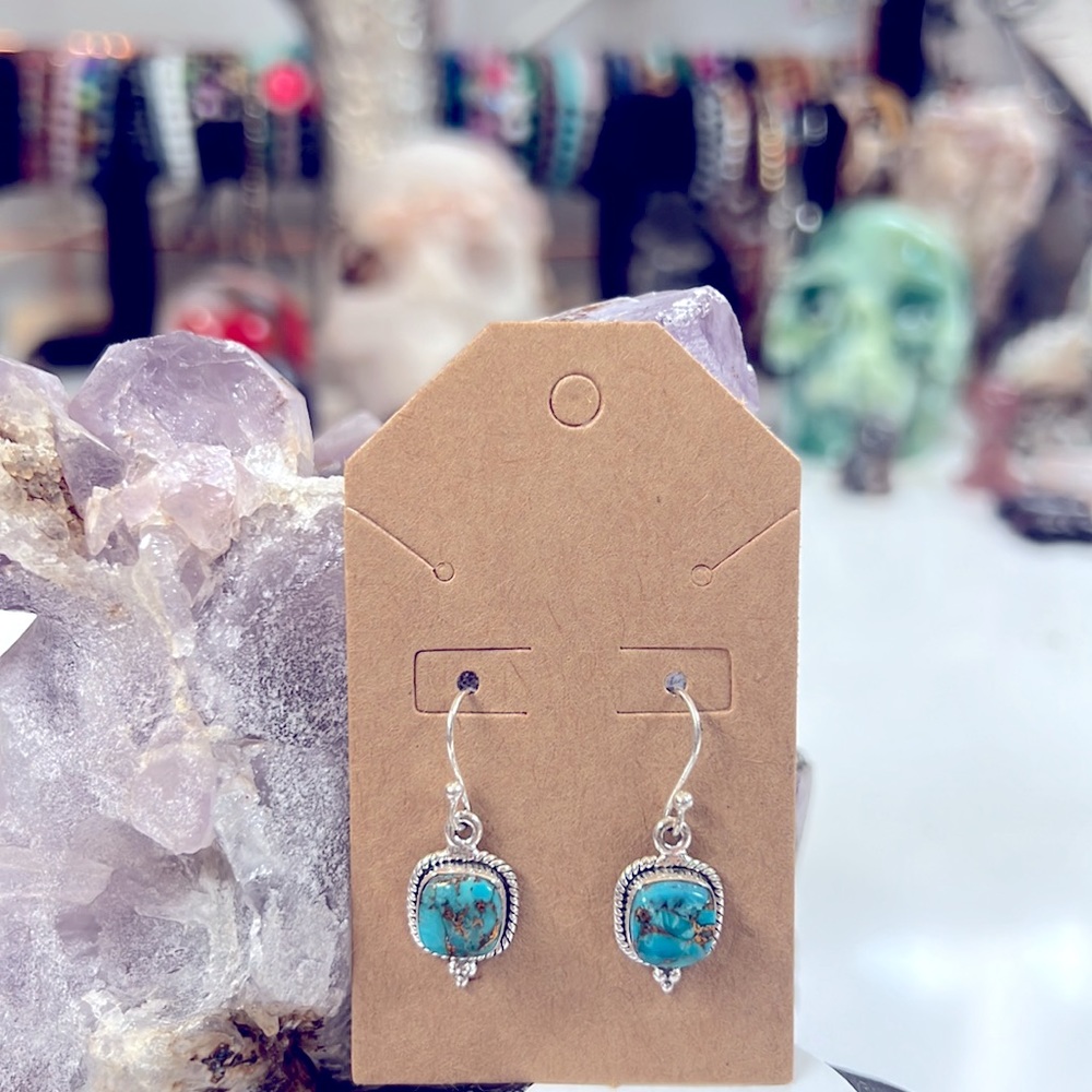 Solid Sterling Silver Copper And Turquoise Earrin… - image 4